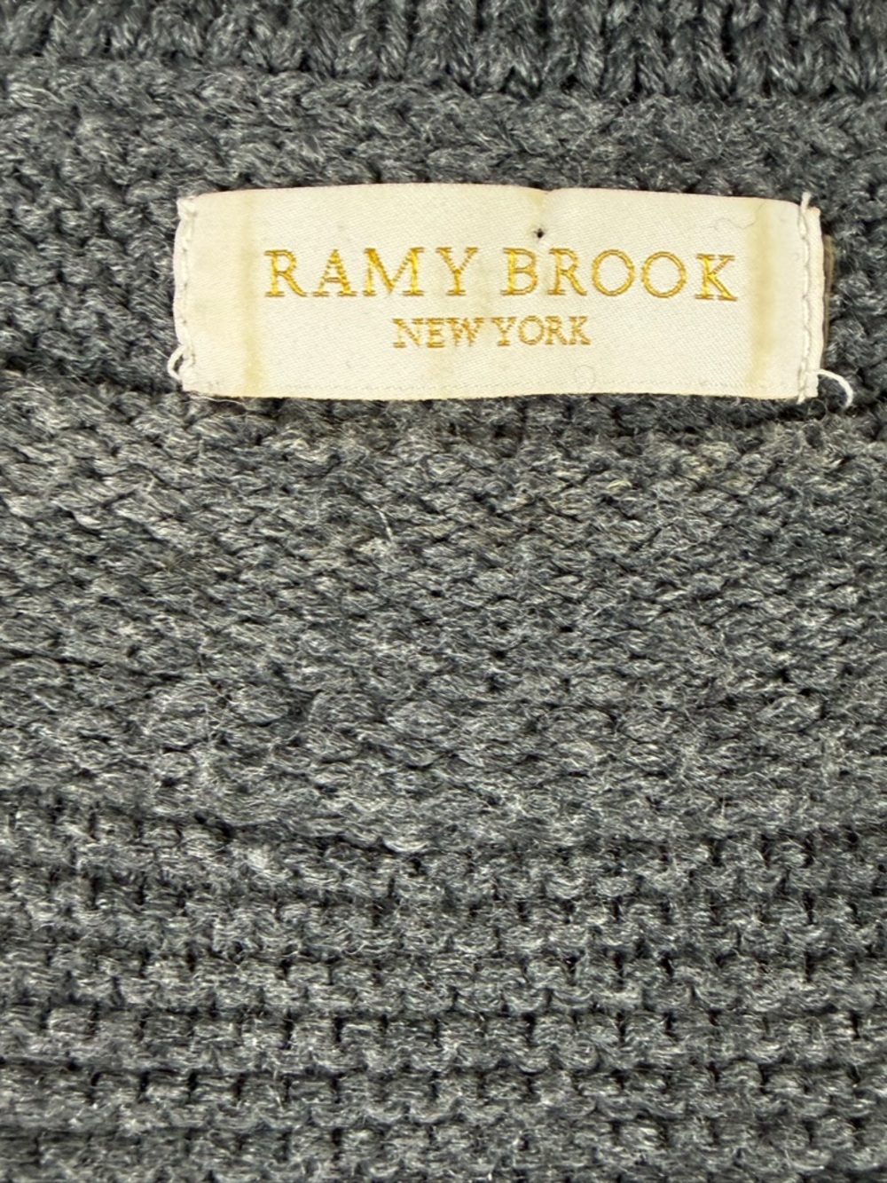 Ramy Brook Merino Wool Frankie Chain‎ Link Charcoal Gray Knit Crewneck Sweater S - Picture 4 of 5